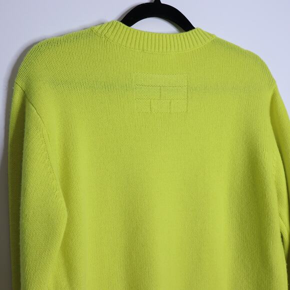 FRAME Clean Crewneck Cashmere Sweater Fresh Lime Boxy Fit Long Sleeve Women's M - Picture 6 of 10